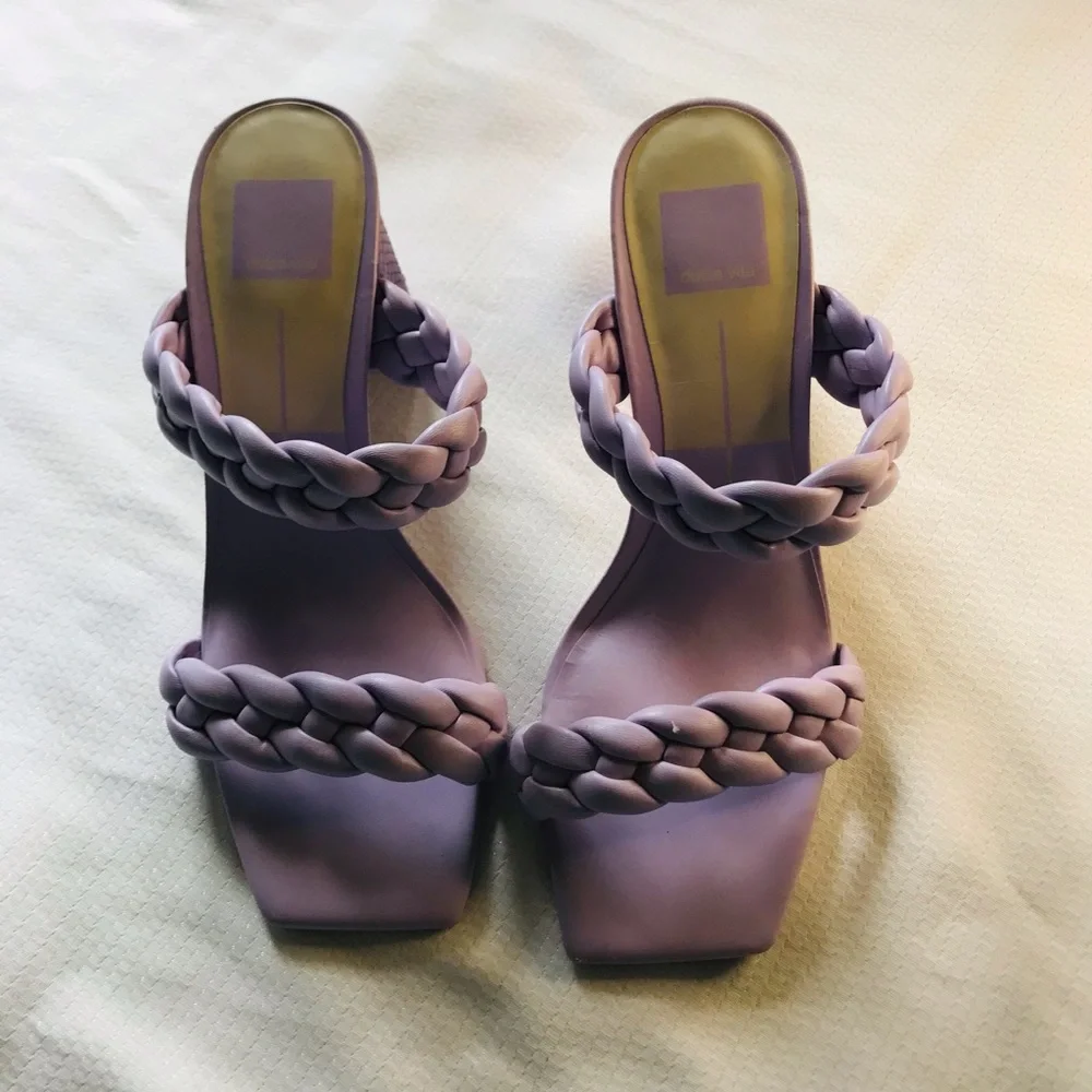 Dolce vita Braided Strap Block Heel Sandals -‎ Purple